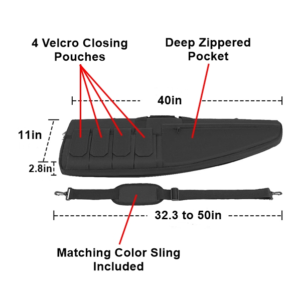 GDTS 40 Inch Soft Rifle Case Features and Dimentions